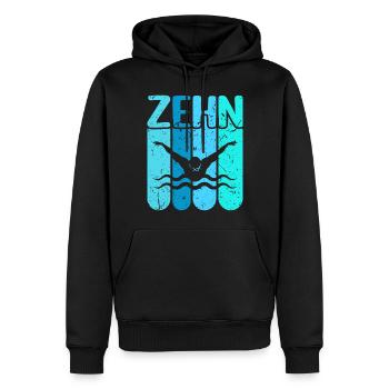 Schwimmen 10 Geburtstag Wasserratte Schwimm - Männer Premium Bio Hoodie - Schwarz - Vorne - Nico (187cm)
