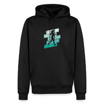 Joggen Fitness Sport Laufen - Männer Premium Bio Hoodie - Schwarz - Vorne - Nico (187cm)