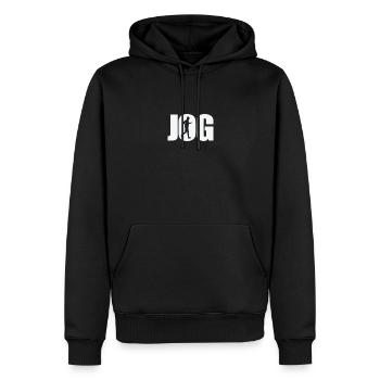 Jog Jogging Fitness Sports Running - Sweat à capuche Premium bio Homme - noir - Devant - Nico (187cm)