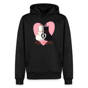 Pfotschafter Christmas - Two cats and heart - Men’s Premium Organic Hoodie - black - Front - Nico (187cm)