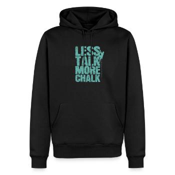 Moins parler plus de craie escalader le bloc - Sweat à capuche Premium bio Homme - noir - Devant - Nico (187cm)