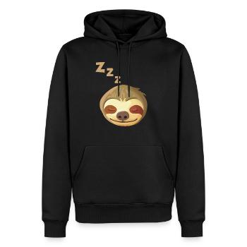 Visage paresseux endormi - Sweat à capuche Premium bio Homme - noir - Devant - Nico (187cm)