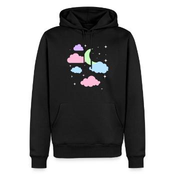 Mignon Pastel Goth Moon Clouds Kawaii - Sweat à capuche Premium bio Homme - noir - Devant - Nico (187cm)