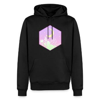 Pastel Goth Moon Kawaii Cute Crescent - Sweat à capuche Premium bio Homme - noir - Devant - Nico (187cm)