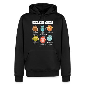 Kaffee Damen Eulen Kaffeeliebhaber Frauen - Männer Premium Bio Hoodie - Schwarz - Vorne - Nico (187cm)