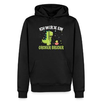 Großer Bruder Dinosaurier - Männer Premium Bio Hoodie - Schwarz - Vorne - Nico (187cm)