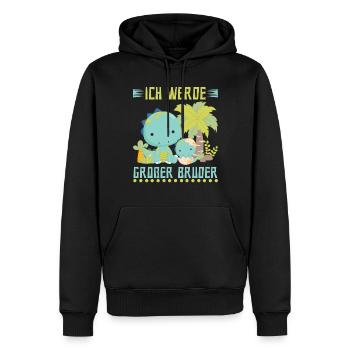 Dinosaurier Ich werde Großer Bruder - Männer Premium Bio Hoodie - Schwarz - Vorne - Nico (187cm)