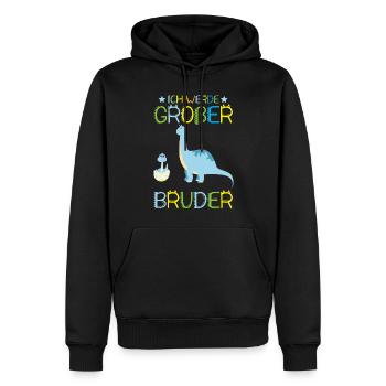 Großer Bruder Dinosaurier - Männer Premium Bio Hoodie - Schwarz - Vorne - Nico (187cm)