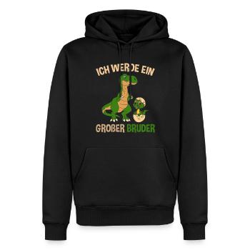 Ich werde Großer Bruder Dinosaurier - Männer Premium Bio Hoodie - Schwarz - Vorne - Nico (187cm)