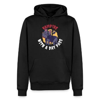 Vampire avec un cadeau de vampire Day Pass - Sweat à capuche Premium bio Homme - noir - Devant - Nico (187cm)