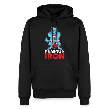 Cadeau de citrouille en fer - Sweat à capuche Premium bio Homme - noir - Devant - Nico (187cm)