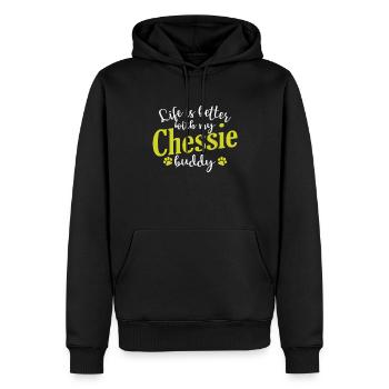 La vie est meilleure avec mon copain d’échecs - Sweat à capuche Premium bio Homme - noir - Devant - Nico (187cm)