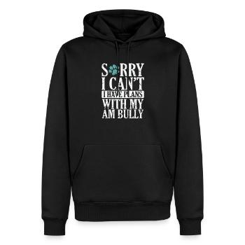 Je ne peux pas avoir de plans avec mon Bully Bulldog AM - Sweat à capuche Premium bio Homme - noir - Devant - Nico (187cm)