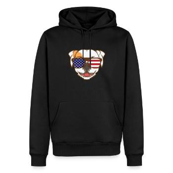 Bulldogge mit USA Sonnenbrille Haustier - Männer Premium Bio Hoodie - Schwarz - Vorne - Nico (187cm)