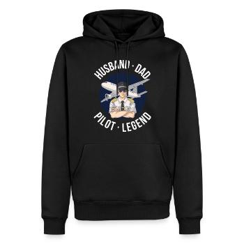 Husband Dad Pilot Legend Pilot Gift - Men’s Premium Organic Hoodie - black - Front - Nico (187cm)