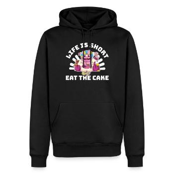 Life Is Short Eat The Cake Cake Gift - Men’s Premium Organic Hoodie - black - Front - Nico (187cm)