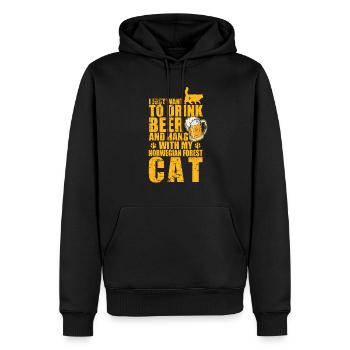 Buvez de la bière et traînez avec mon chat de la forêt norvégienne - Sweat à capuche Premium bio Homme - noir - Devant - Nico (187cm)