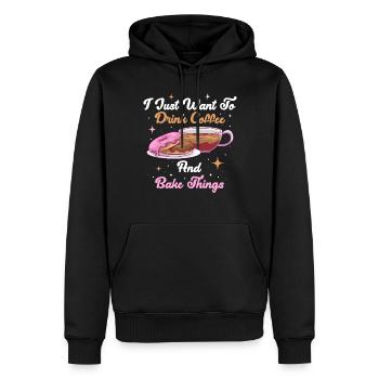 Drink Coffee And Bake Things Baking Gift - Men’s Premium Organic Hoodie - black - Front - Nico (187cm)