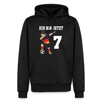 Fußballer 7 Jahre alt Mädchen Deutschland Fußball - Männer Premium Bio Hoodie - Schwarz - Vorne - Nico (187cm)