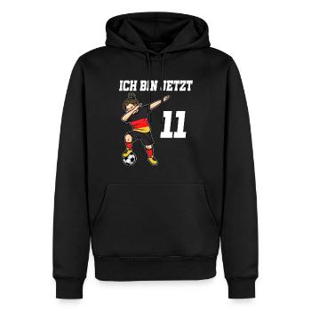 Fußballer 11 Jahre alt Mädchen Deutschland Fußball - Männer Premium Bio Hoodie - Schwarz - Vorne - Nico (187cm)