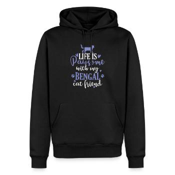 La vie est Pawsome avec mon ami chat du Bengale - Sweat à capuche Premium bio Homme - noir - Devant - Nico (187cm)