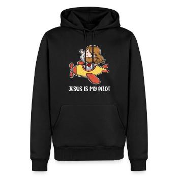 Jesus Is My Pilot Pilot Geschenk - Männer Premium Bio Hoodie - Schwarz - Vorne - Nico (187cm)