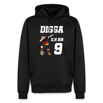 Fußball Junge 9. Geburtstag Fußballer Deutschland - Männer Premium Bio Hoodie - Schwarz - Vorne - Nico (187cm)