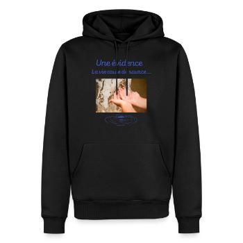 Une évidence la vie coule de source - Sweat à capuche Premium bio Homme - noir - Devant - Nico (187cm)