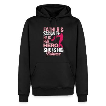 Papa Père Cadeau de la fête des pères - Sweat à capuche Premium bio Homme - noir - Devant - Nico (187cm)