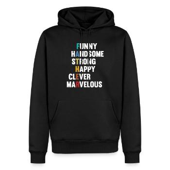 Papa Père Cadeau de la fête des pères - Sweat à capuche Premium bio Homme - noir - Devant - Nico (187cm)