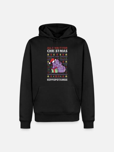 Xmas Hippo Hässlicher Weihnachtspulli Geschenk - Männer Premium Bio Hoodie - Schwarz