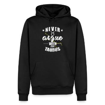 Signe du zodiaque Ne jamais se disputer avec un Taureau Taureau - Sweat à capuche Premium bio Homme - noir - Devant - Nico (187cm)