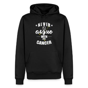 Signe du zodiaque Ne jamais se disputer avec un Cancer Cancer - Sweat à capuche Premium bio Homme - noir - Devant - Nico (187cm)