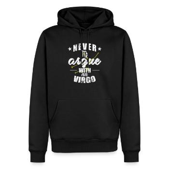 Signe du zodiaque Ne jamais se disputer avec une Vierge - Sweat à capuche Premium bio Homme - noir - Devant - Nico (187cm)