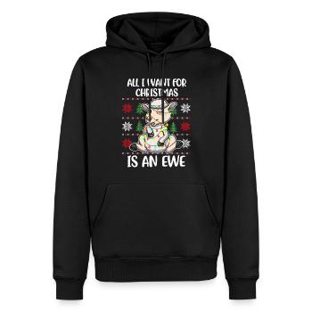 Noël Ewe Ugly Christmas Pull Cadeau - Sweat à capuche Premium bio Homme - noir - Devant - Nico (187cm)