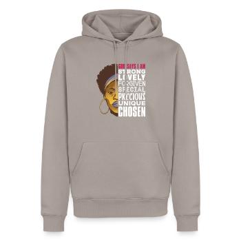 Strong Beautiful Black Women Black History - Men’s Premium Organic Hoodie - taupe - Front - Nico (187cm)