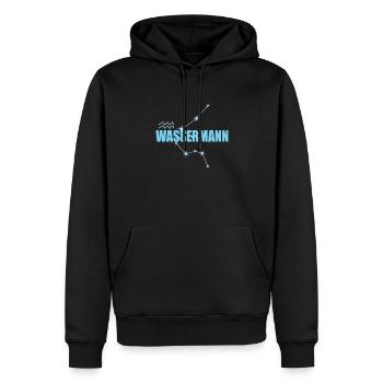Wassermann Sternzeichen Aquarius Sternbild - Männer Premium Bio Hoodie - Schwarz - Vorne - Nico (187cm)