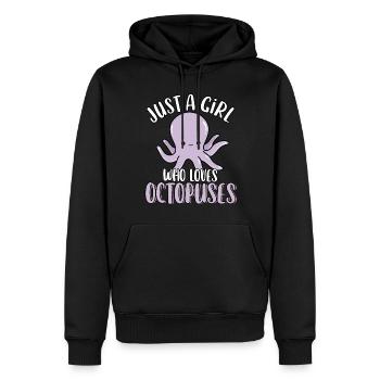 Juste une fille qui aime les pieuvres mignonne marine drôle - Sweat à capuche Premium bio Homme - noir - Devant - Nico (187cm)