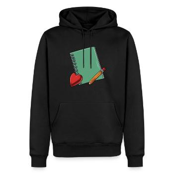 École primaire Book Pencil - Sweat à capuche Premium bio Homme - noir - Devant - Nico (187cm)