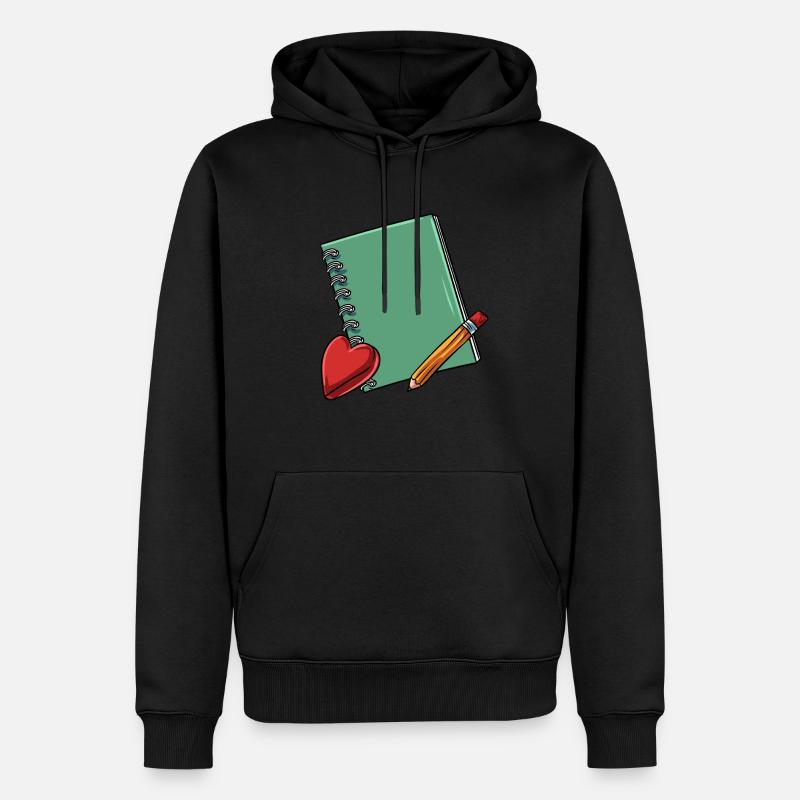 Heft Bleistift Grundschule - Männer Premium Bio Hoodie - Schwarz