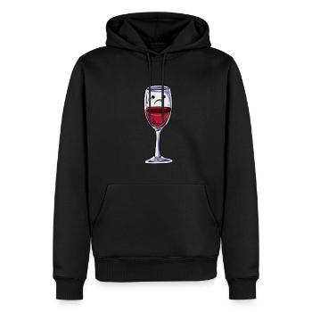 Verre de vin rouge Vin - Sweat à capuche Premium bio Homme - noir - Devant - Nico (187cm)