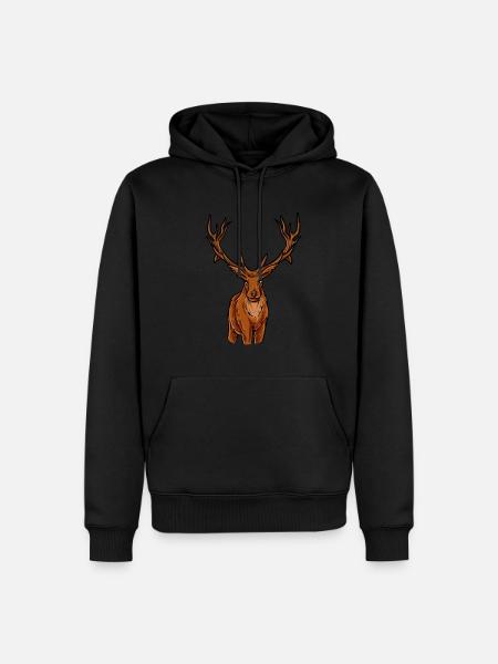 Geweih Hirsch Waldtier - Männer Premium Bio Hoodie - Schwarz