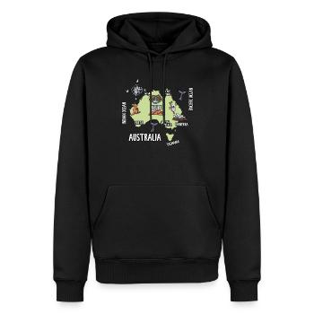 Carte de l’Australie - Sweat à capuche Premium bio Homme - noir - Devant - Nico (187cm)
