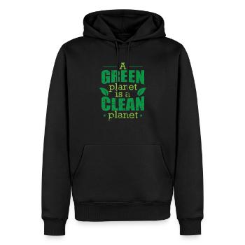 A green Planet is a Clean Planet Natur - Männer Premium Bio Hoodie - Schwarz - Vorne - Nico (187cm)