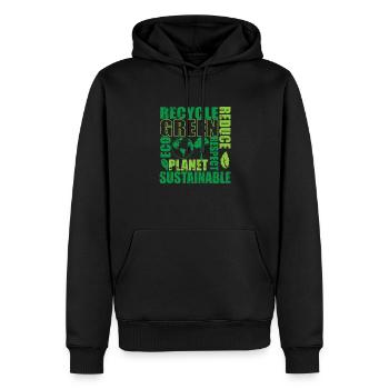 Recycle Green Eco Planet Reduce Respect - Männer Premium Bio Hoodie - Schwarz - Vorne - Nico (187cm)