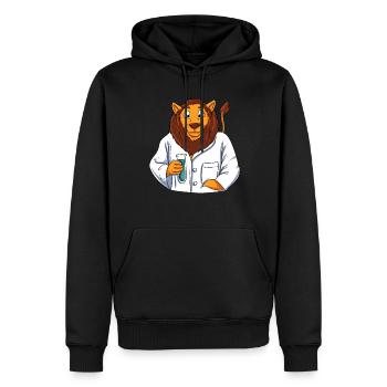Scientifique Léo - Sweat à capuche Premium bio Homme - noir - Devant - Nico (187cm)