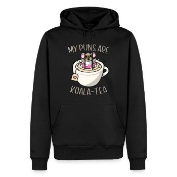 Mes jeux de mots sont Koala Tea Drôle Mignon Koala Bear - Sweat à capuche Premium bio Homme - noir - Devant - Nico (187cm)