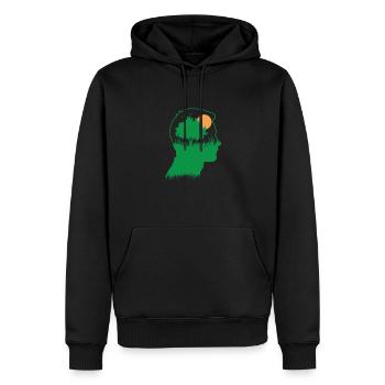 Pensez à l’environnement et à la nature Planète Terre - Sweat à capuche Premium bio Homme - noir - Devant - Nico (187cm)