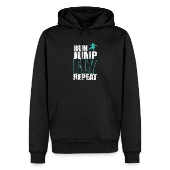 Run Jump Fly Repeat Parkour Sport Training - Sweat à capuche Premium bio Homme - noir - Devant - Nico (187cm)