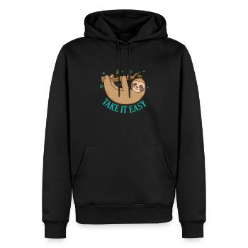 Take it Easy Paresseux Nature paresseuse - Sweat à capuche Premium bio Homme - noir - Devant - Nico (187cm)